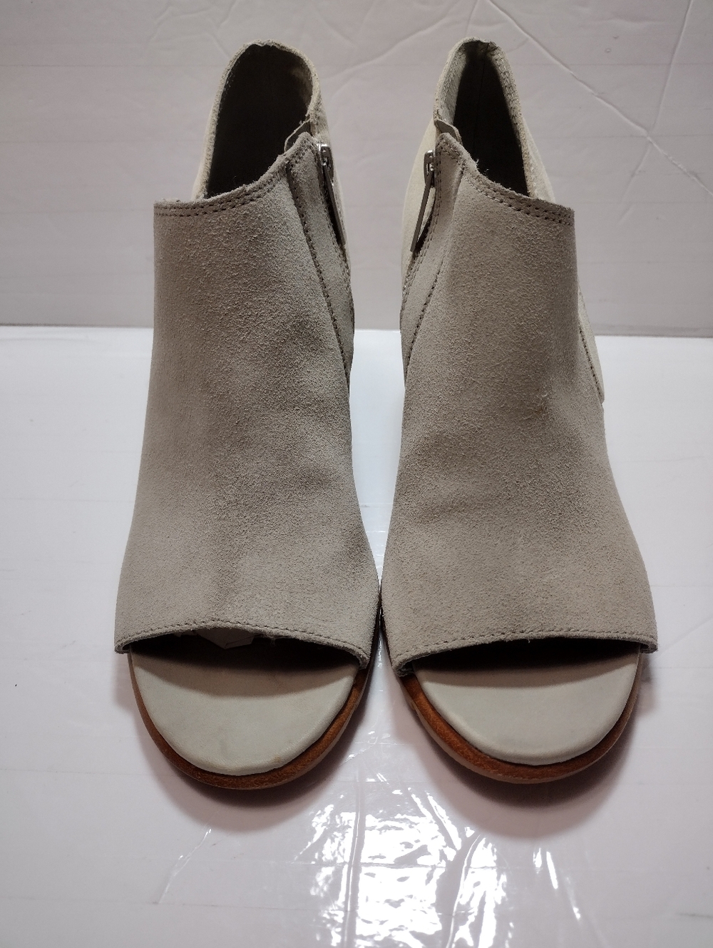 SOREL Womens Taupe Suede Open-Toe Side-Zip Booties Size 10